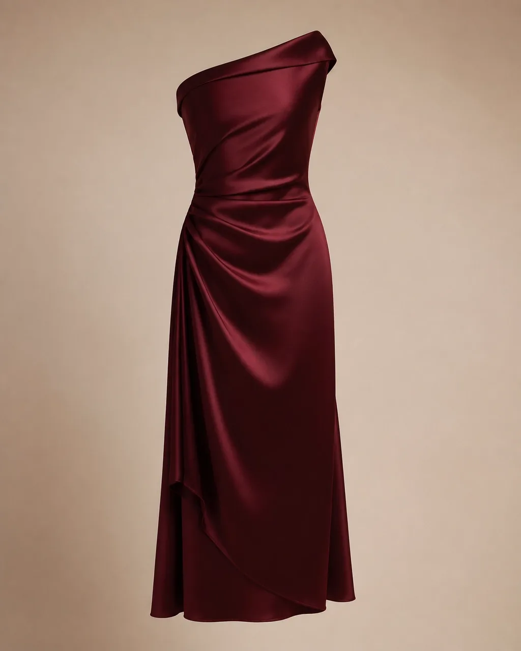 Oxblood satin dress detail